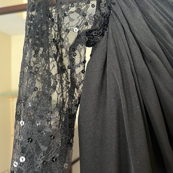 Aidan Mattox black one sleeve cocktail dress size 4 - Picture 2 of 3